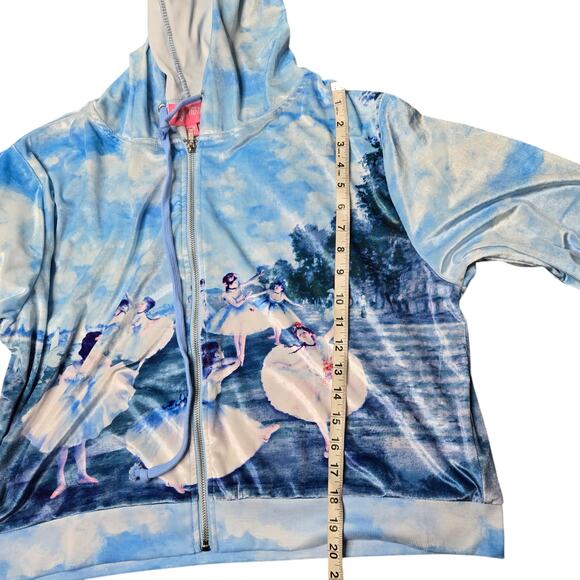Sugar Thrillz  Rehearsal Cropped Ballerina Velvet Blue Hoodie Size: 3X - Picture 4 of 5